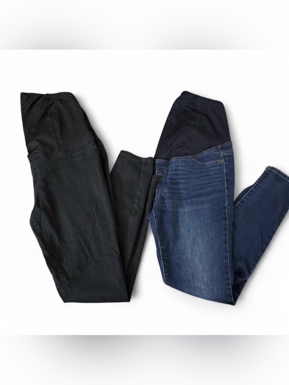 Isabel maternity Women’s Stretch Maternity Jeggings bundle - Black & Dark Blue